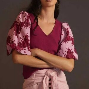 Anthropologie | Dolan lace puff sleeve top